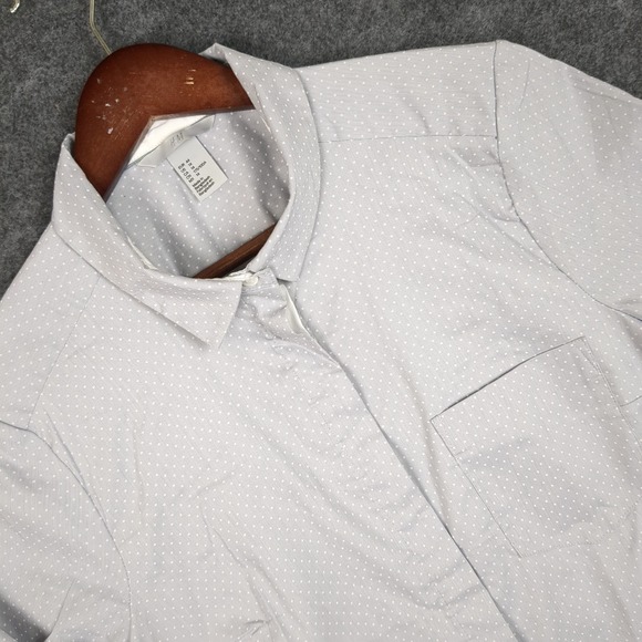 H&M Tops - H&M Womens Shirt Size 14 Blue White Polka Dot Button Down Long Sleeve